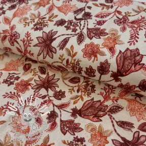 Jersey Lin Flowers cognac digital print