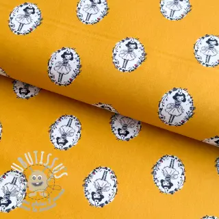 Tissu coton Arlequeen medailon ochre