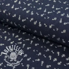 JEANS STRETCH Small retro flowers dark blue