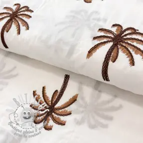 Tissu coton VOILE EMBROIDERY Palm brown