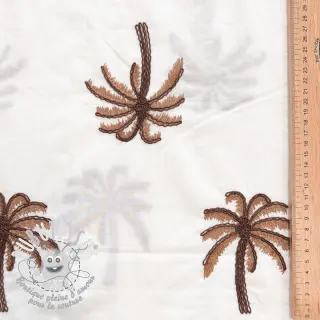 Tissu coton VOILE EMBROIDERY Palm brown