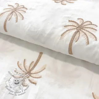 Tissu coton VOILE EMBROIDERY Palm cream