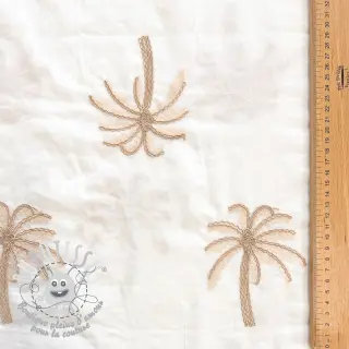 Tissu coton VOILE EMBROIDERY Palm cream