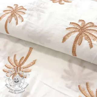 Tissu coton VOILE EMBROIDERY Palm naturals