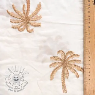 Tissu coton VOILE EMBROIDERY Palm naturals