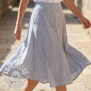 Tissu mélange lin et cotton Stripe navy