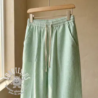 Tissu mélange lin et cotton Stripe dark green