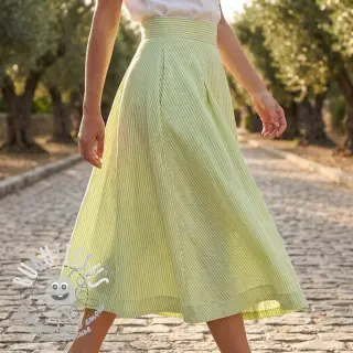 Tissu mélange lin et cotton Stripe lime