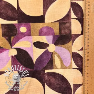 Tissu déco SLUB Abstract flowie aubergine digital print