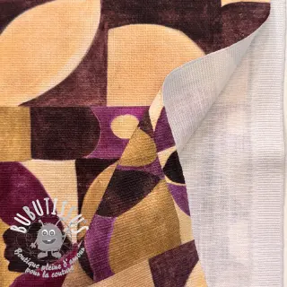 Tissu déco SLUB Abstract flowie aubergine digital print