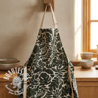 Tissu déco Big leaves grey digital print