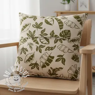 Tissu déco Linenlook Leaves army green