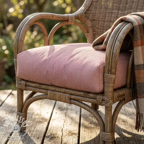 Tissu déco DOBBY Colored stripe burgundy