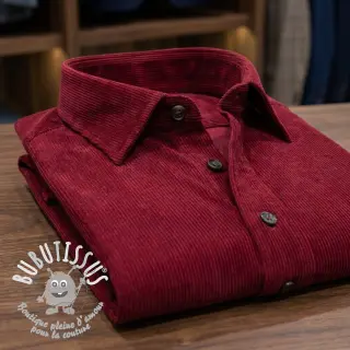 Tissu velours cotelé fin dark red