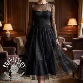 Tulle pour jupe tutu DOTS black