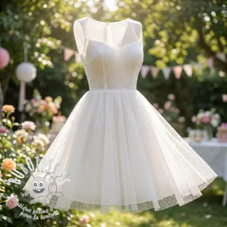 Tulle pour jupe tutu DOTS white