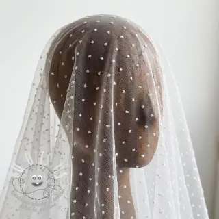 Tulle pour jupe tutu DOTS white
