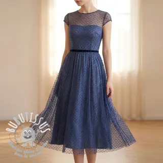 Tulle pour jupe tutu DOTS dark blue