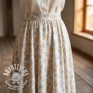 Lyocell avec lin et soie Retro Flowers design E
