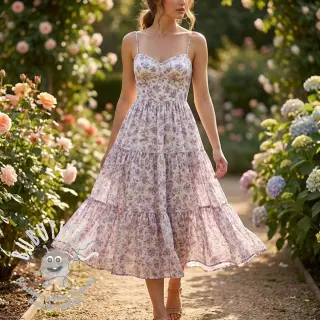 Lyocell avec lin et soie Retro Flowers design C