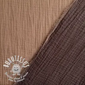 Tissu double gaze/mousseline DOUBLE FACE mocha