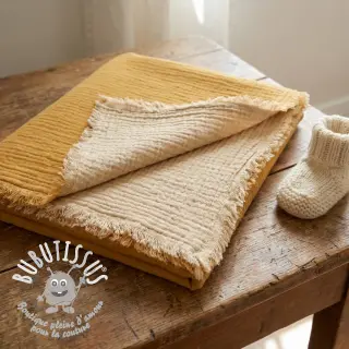 Tissu double gaze/mousseline DOUBLE FACE old yellow
