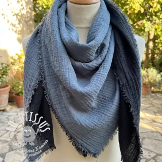 Tissu double gaze/mousseline DOUBLE FACE marine