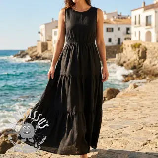 Viscose lin BUBBLY black