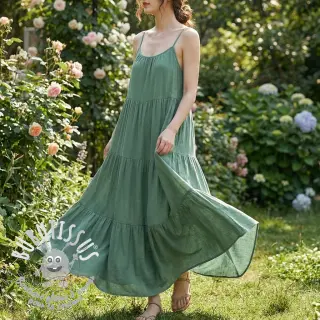 Viscose lin BUBBLY dak mint