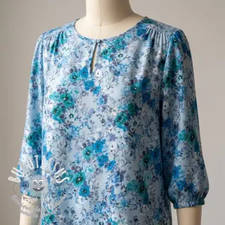 Viscose RAYON POPLIN Flower sea design D