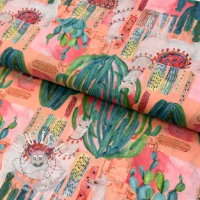 Tissu coton VOILE Llama digital print