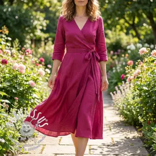 Viscose lin WASHED berry