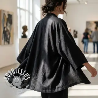 Viscose lin WASHED black