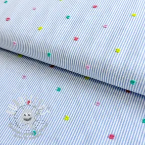 Tissu coton DOBBY Stripe and dotty blue