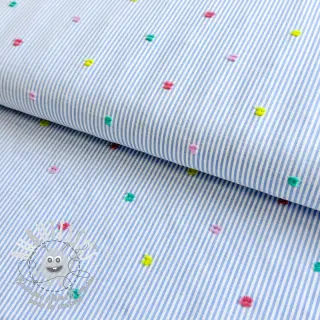 Tissu coton DOBBY Stripe and dotty blue