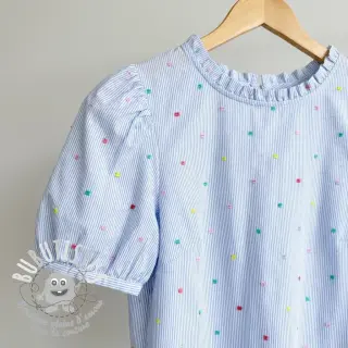 Tissu coton DOBBY Stripe and dotty blue