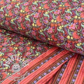 Tissu coton VOILE STEPPED Paisley flowers brown digital print