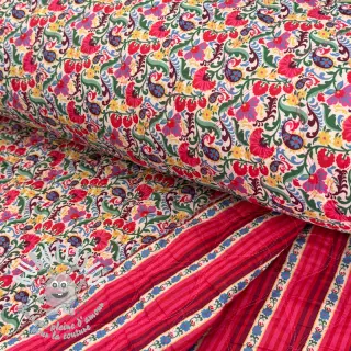 Tissu coton VOILE STEPPED Paisley flowers white digital print