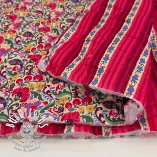 Tissu coton VOILE STEPPED Paisley flowers white digital print