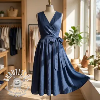 Viscose lin WASHED marine