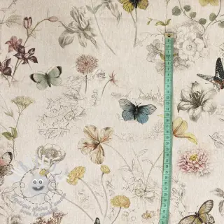 Tissu déco Linenlook Butterfly dreamy flower digital print