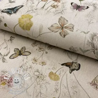 Tissu déco Linenlook Butterfly dreamy flower digital print