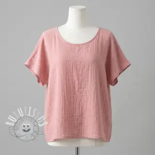 Tissu coton SLUB WASHED old rose
