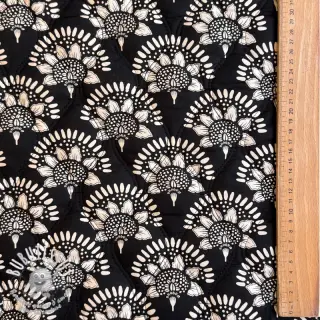 Tissu coton VOILE STEPPED Bouquet flowers black digital print