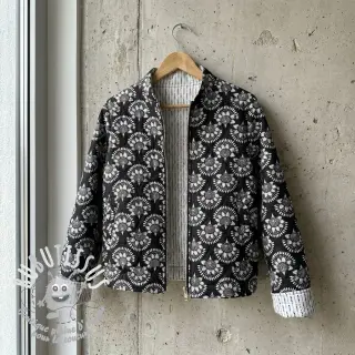Tissu coton VOILE STEPPED Bouquet flowers balck digital print