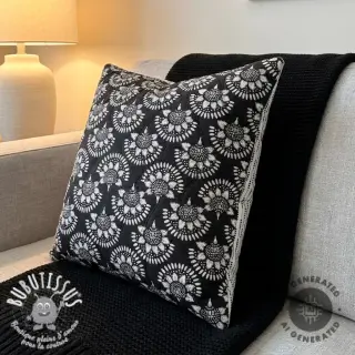 Tissu coton VOILE STEPPED Bouquet flowers black digital print