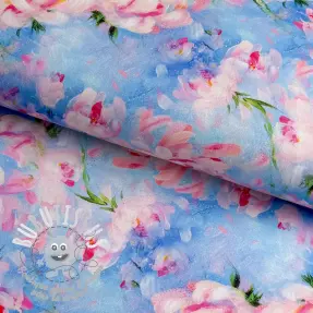 Tissu coton SATIN STRETCH Peony roses
