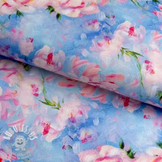 Tissu coton SATIN STRETCH Peony roses