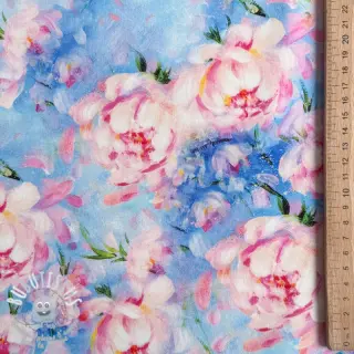 Tissu coton SATIN STRETCH Peony roses