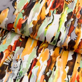 Tissu coton SATIN STRETCH Abstract paint